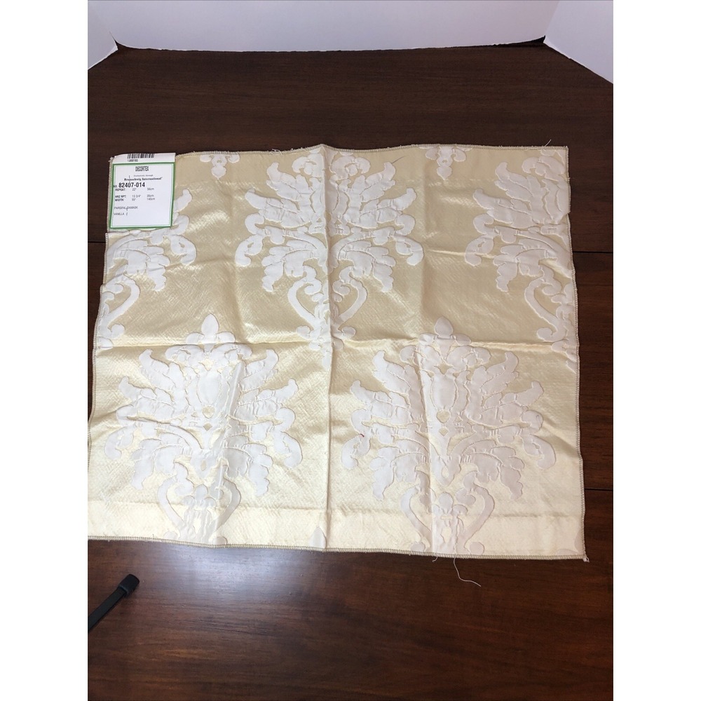 Decortex Brunschwig Int Parsifal Damask Vanilla Fabric Sample VTG 21" X 25"